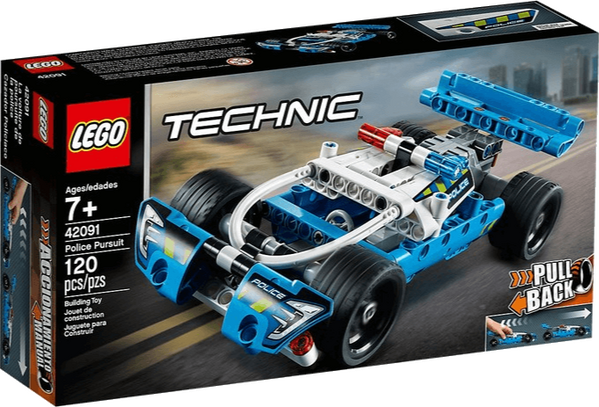 Lego Technic 42091 Police Pursuit LEGO Technic set 42091 Police Pursuit was released in 2018 featuring 120 pieces.